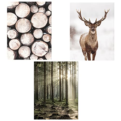 TROYSINC 3er Premium Poster Set, Moderne Natur Winter Landschaft Wandbilder Leinwandbilder, Ohne Rahmen Kunst Wald Bilder Wanddecor für Wohnzimmer (Stil A,50 x 70 cm) von TROYSINC