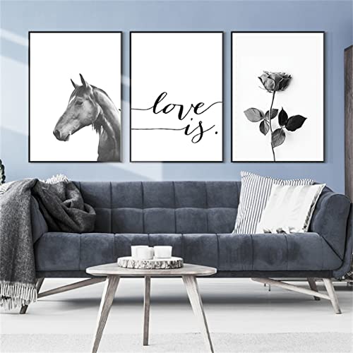 TROYSINC 3er Premium Poster Set, Moderne Schwarz Weiß Bilder, Pflanzen Blätter Leinwandbilder, Blumen Wandposter Wohnzimmer Schlafzimmer Dekor (Stil A,50 x 70 cm) von TROYSINC