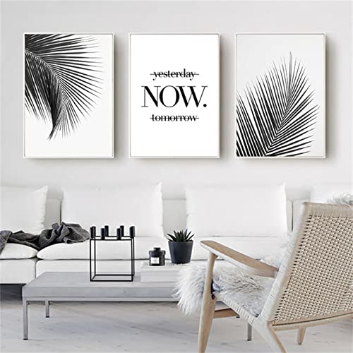 TROYSINC 3er Premium Poster Set, Moderne Schwarz Weiß Bilder, Pflanzen Blätter Leinwandbilder, Blumen Wandposter Wohnzimmer Schlafzimmer Dekor (Stil B,20 x 30 cm) von TROYSINC