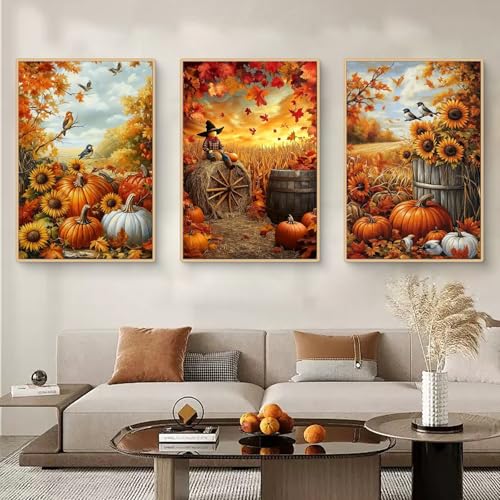 TROYSINC 3er Premium Poster Set Herbst Aesthetic Wandbilder Bilder für Wohnzimmer Esszimmer Schlafzimmer Deko Kunstdruck Leinwand Bild,ohne Rahmen (30x40cm) von TROYSINC