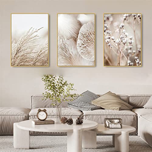TROYSINC 3er Set Beige Poster, Pflanze Bilder, Ohne Rahmen Leinwandbilder, Home Wandkunst für Schlafzimmer und Wohnzimmer (Style-B,50x 70 cm) von TROYSINC