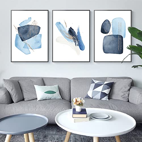 TROYSINC 3er Set Abstract Poster, Blau Geometrie Form Bilder, Ohne Rahmen Wandkunst Leinwand Poster, Morden Wandbilder für Wohnzimmer Schlafzimmer (21 x 30 cm) von TROYSINC