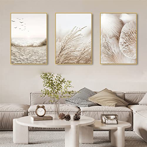 TROYSINC 3er Set Beige Poster, Pflanze Bilder, Ohne Rahmen Leinwandbilder, Home Wandkunst für Schlafzimmer und Wohnzimmer (Style-A,30x 40 cm) von TROYSINC