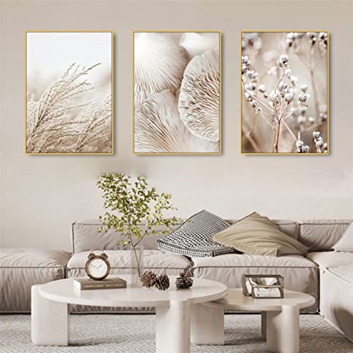 TROYSINC 3er Set Beige Poster, Pflanze Bilder, Ohne Rahmen Leinwandbilder, Home Wandkunst für Schlafzimmer und Wohnzimmer (Style-B,21x 30 cm) von TROYSINC