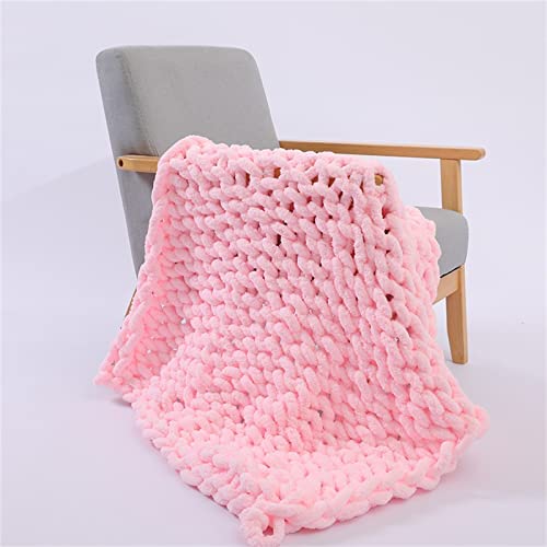 TROYSINC Chunky Knit Blanket,Handgewebte Decke,Soft Cosy Chenille Handgewebte Decke,Heimdekoration Für Sofa Bed (Pink,100 x 120 cm) von TROYSINC