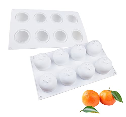 TROYSINC Obst Silikonform,Apfel, Erdbeere, Kirsche, Pfirsich, Orange, Birne Kuchen Backform Schokoladenform,für die Herstellung von heißer Schokoladenbombe, Kuchen, Gelee, Kuppelmousse (Orange) von TROYSINC