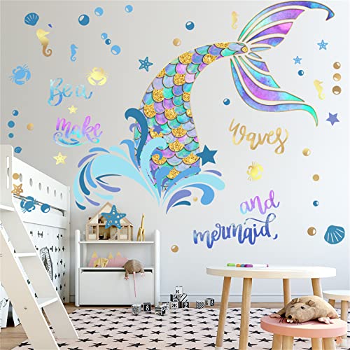 TROYSINC Wandtattoo,Meerjungfrau Blase Wandtattoo,Wandaufkleber Wandbilder,Wanddekoration für Schlafzimmer Wohnzimmer Kinderzimmer,DIY Wandaufkleber Wandbilder,40 x 90 cm von TROYSINC