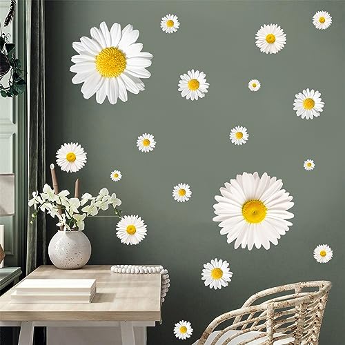 Wandtattoo Boho Aufkleber-Set Gänseblümchen Wandaufkleber Sonnenblume Wandsticker Wohnzimmer Schlafzimmer Hintergrund Wanddeko (Kleines Gänseblümchen) von TROYSINC