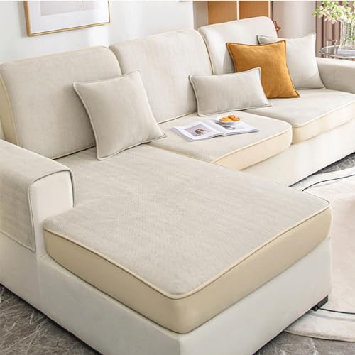 TRQQWEQQ Sofa Sitzkissenbezüge 360-Grad Voll Abgedecktes Weich Sofasitzbezug rutschfest Couch Chaiselüberzüge Für Alle Jahreszeiten(Beige,80 * 120cm) von TRQQWEQQ