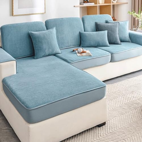 TRQQWEQQ Sofa Sitzkissenbezüge 360-Grad Voll Abgedecktes Weich Sofasitzbezug rutschfest Couch Chaiselüberzüge Für Alle Jahreszeiten(Blue,Backrest Cover 40 * 70cm) von TRQQWEQQ