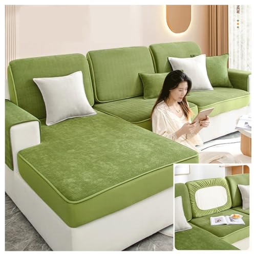 TRQQWEQQ Sofa Sitzkissenbezüge 360-Grad Voll Abgedecktes Weich Sofasitzbezug rutschfest Couch Chaiselüberzüge Für Alle Jahreszeiten(Green,Backrest Cover 40 * 70cm) von TRQQWEQQ
