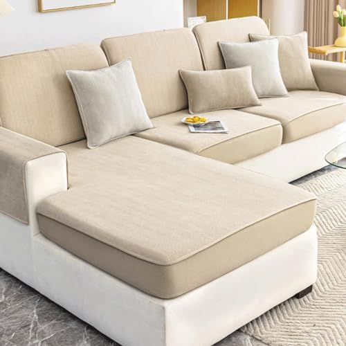 TRQQWEQQ Sofa Sitzkissenbezüge 360-Grad Voll Abgedecktes Weich Sofasitzbezug rutschfest Couch Chaiselüberzüge Für Alle Jahreszeiten(Milk Tea,Backrest Cover 40 * 70cm) von TRQQWEQQ