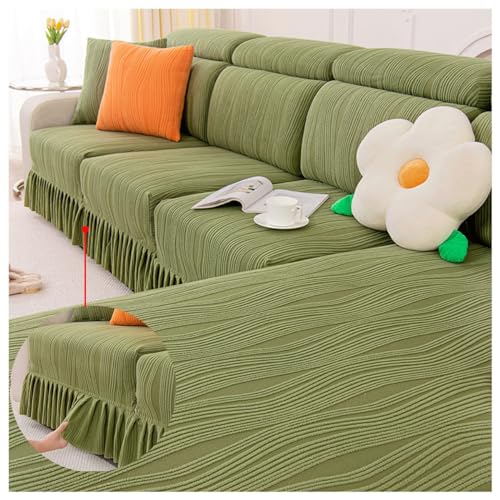 TRQQWEQQ Sofa Sitzkissenbezug Stretch Sitzkissenschutz Elastischer Kissenbezüge Husse Überzug Bezug for Sofa Sitzkissen Mit Gummibändern Ersatz Für Alle Jahreszeiten(GreenA,Large Seat Cover XL) von TRQQWEQQ
