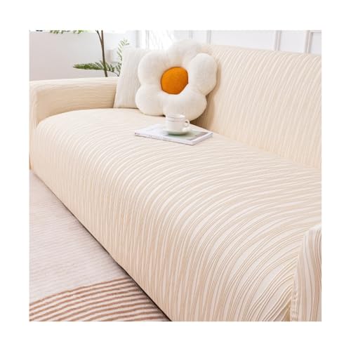 TRQQWEQQ Super Stretch rutschfeste Sofabezug Sofaschoner rutschfest Eisseide Sofabezug Für 1 2 3 4 Sitzer Für Alle Jahreszeiten(Beige,S(90-140cm)) von TRQQWEQQ