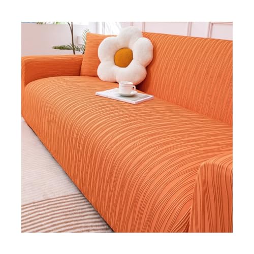 TRQQWEQQ Super Stretch rutschfeste Sofabezug Sofaschoner rutschfest Eisseide Sofabezug Für 1 2 3 4 Sitzer Für Alle Jahreszeiten(Orange,L(190-230cm)) von TRQQWEQQ