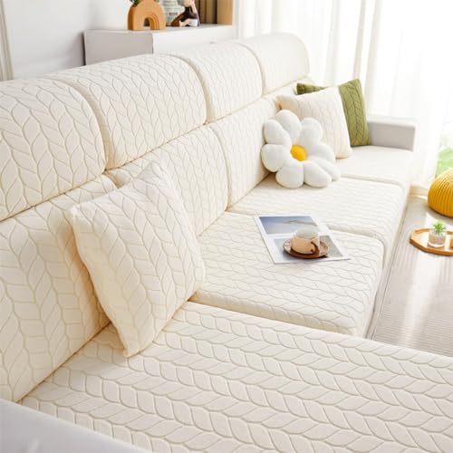 TRQQWEQQ Universal Elastischer Sofa Sitzkissenbezug Vielseitige Sofa Überwurfdecke rutschfest Waschbare Möbel Schutz Für Hunde Katzen Haustiere(2 Beige,Backrest Cover M) von TRQQWEQQ