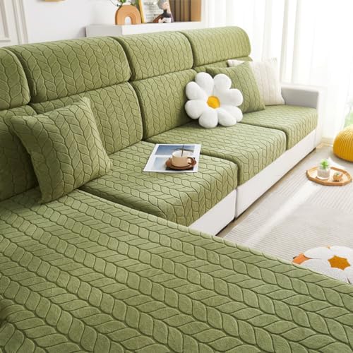 TRQQWEQQ Universal Elastischer Sofa Sitzkissenbezug Vielseitige Sofa Überwurfdecke rutschfest Waschbare Möbel Schutz Für Hunde Katzen Haustiere(2 Green,Seat Cover L) von TRQQWEQQ