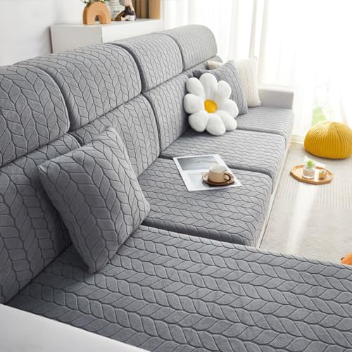 TRQQWEQQ Universal Elastischer Sofa Sitzkissenbezug Vielseitige Sofa Überwurfdecke rutschfest Waschbare Möbel Schutz Für Hunde Katzen Haustiere(2 Light Gray,Large Seat Cover XL) von TRQQWEQQ