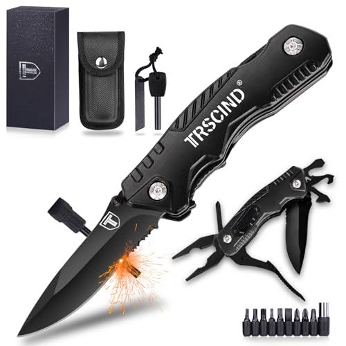 Multitool Messer, Vatertagsgeschenke Geschenke für Männer, Multifunktionsmesser Outdoor Klappmesser, Männertag Herrentag für Männer Papa Partner, Multifunktions Taschenmesser für Survival Camping DIY von TRSCIND