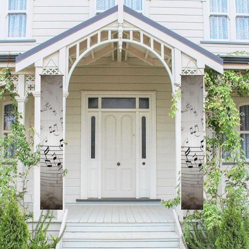 2 Stück Willkommensbanner zum Aufhängen, Frühling Sommer Haustür Veranda Banner Musiknote Wand saisonale Tür hängende Veranda Schild Bauernhaus Indoor Wand Hintergrund Dekoration Outdoor Flagge 180 x von TRSGKSQP