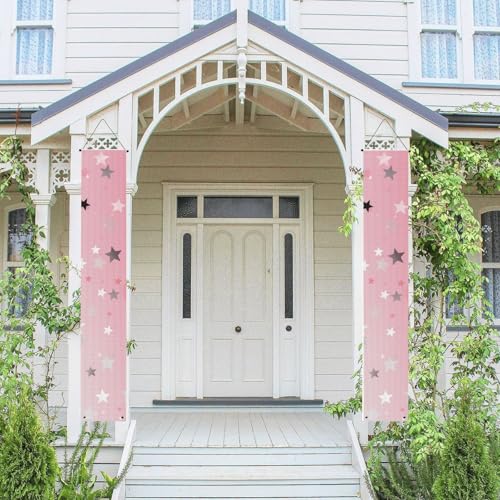 2 Stück Willkommensbanner zum Aufhängen, Frühling Sommer Haustür Veranda Banner weiße Sterne saisonale Tür hängende Veranda Schild Bauernhaus Indoor Wand Hintergrund Dekoration Outdoor Flagge 180 x 30 von TRSGKSQP