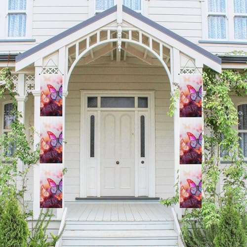 2 Stück Willkommensbanner zum Aufhängen, für Frühling, Sommer, Haustür, Veranda, Banner, Farbe, Schmetterling, Blume, saisonales Türschild, Bauernhaus, Innenwand, Hintergrund, Dekoration 2 Stück Willkommensbanner zum Aufhängen, für Frühling, Sommer, Haustür, Veranda, Banner, Farbe, Schmetterling, Blume, saisonales Türschild, Bauernhaus, Innenwand, Hintergrund, Dekoration von TRSGKSQP