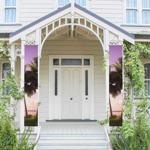2 Stück Willkommensbanner zum Aufhängen, für Frühling, Sommer, Haustür, Veranda, Banner, tropischer Baum, saisonale Tür, hängende Veranda, Schild, Bauernhaus, Innenwand, Hintergrund, Dekoration 2 Stück Willkommensbanner zum Aufhängen, für Frühling, Sommer, Haustür, Veranda, Banner, tropischer Baum, saisonale Tür, hängende Veranda, Schild, Bauernhaus, Innenwand, Hintergrund, Dekoration von TRSGKSQP