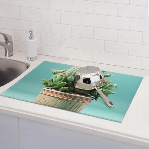 Abtropfmatte für Küchentheke, groß, super saugfähig, Abtropfmatte, Kaktus, Blumentopf, Mikrofaser, Abtropfmatte, rutschfest, für Spülen, Kaffeemaschine, 61 x 46 cm Abtropfmatte für Küchentheke, groß, super saugfähig, Abtropfmatte, Kaktus, Blumentopf, Mikrofaser, Abtropfmatte, rutschfest, für Spülen, Kaffeemaschine, 61 x 46 cm von TRSGKSQP