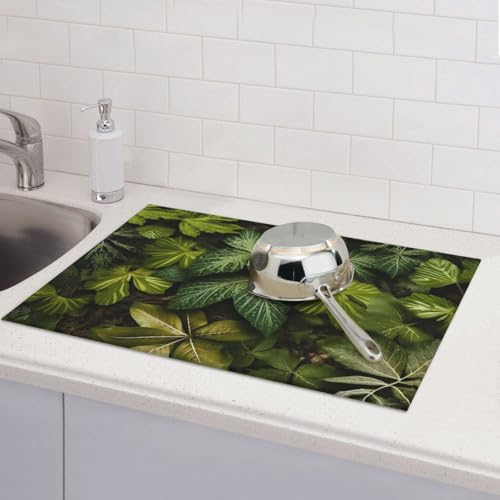 Abtropfmatte für Küchentheke, groß, super saugfähig, Abtropfmatte, grüne Blätter und Pflanzen, Mikrofaser, Abtropfmatte, rutschfeste Küchen-Abtropfmatte für Spülen, Kaffeemaschine, 61 x 46 cm Abtropfmatte für Küchentheke, groß, super saugfähig, Abtropfmatte, grüne Blätter und Pflanzen, Mikrofaser, Abtropfmatte, rutschfeste Küchen-Abtropfmatte für Spülen, Kaffeemaschine, 61 x 46 cm von TRSGKSQP