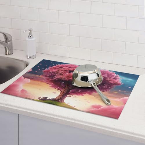 Abtropfmatte für Küchentheke, groß, super saugfähig, buntes Herz, Baum, Mikrofaser, Abtropfmatte, rutschfeste Küchen-Abtropfmatte für Spülen, Kaffeemaschine, 61 x 46 cm Abtropfmatte für Küchentheke, groß, super saugfähig, buntes Herz, Baum, Mikrofaser, Abtropfmatte, rutschfeste Küchen-Abtropfmatte für Spülen, Kaffeemaschine, 61 x 46 cm von TRSGKSQP