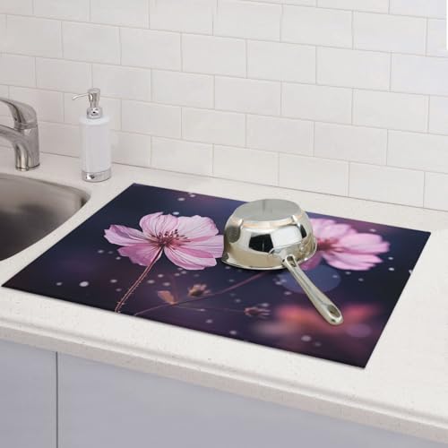Abtropfmatte für Küchentheke, groß, super saugfähig, verschwommene zwei Blumen, Mikrofaser, Abtropfmatte, rutschfest, für Spülen, Kaffeemaschine, 61 x 46 cm Abtropfmatte für Küchentheke, groß, super saugfähig, verschwommene zwei Blumen, Mikrofaser, Abtropfmatte, rutschfest, für Spülen, Kaffeemaschine, 61 x 46 cm von TRSGKSQP