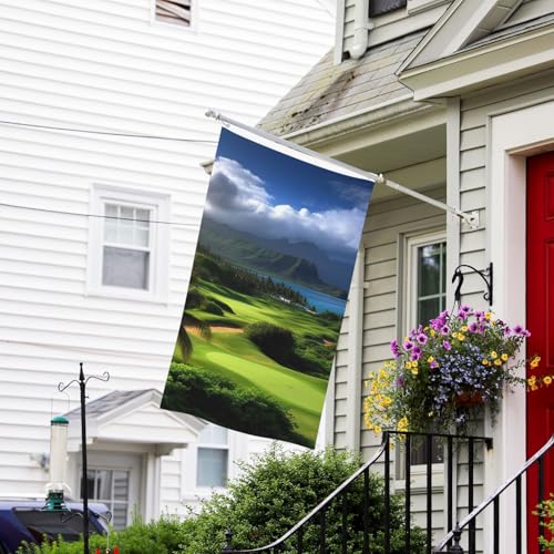 Flaggen-Banner, doppelseitige Gartenflaggen, lichtbeständig, für draußen, Willkommensflagge, malerische Hawaii-Golf-Flagge, tropisches Grußbanner, personalisierte Urlaubsflagge für Partyhaus von TRSGKSQP