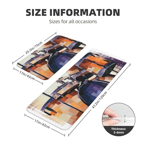 TRSGKSQP Jazz Drum Küchenmatten für Boden, Küchenteppiche, 2er-Set, rutschfeste gepolsterte Bodenmatte, Teppich, saugfähig, waschbar, Läufer, Stehmatte für Waschtisch, 43 x 75 cm + 43 x 120 cm von TRSGKSQP