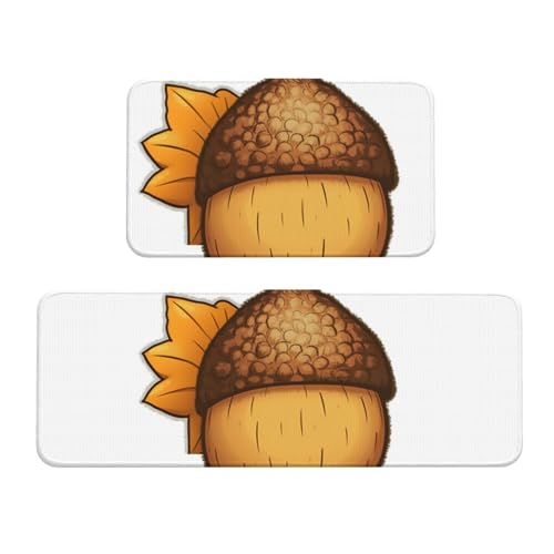 TRSGKSQP Küchenmatten mit Cartoon-, 2er-Set, rutschfest, gepolstert, saugfähig, waschbar, Läufer, Stehmatte für Waschtisch, 43 x 75 cm + 43 x 120 cm von TRSGKSQP