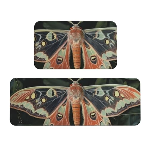 TRSGKSQP Schöne Motten-Küchenmatten für Boden, Küchenteppiche, 2er-Set, rutschfeste gepolsterte Bodenmatte, Teppich, saugfähig, waschbar, Läufer, Stehmatte für Waschtisch, 43 x 75 cm + 43 x 120 cm TRSGKSQP Schöne Motten-Küchenmatten für Boden, Küchenteppiche, 2er-Set, rutschfeste gepolsterte Bodenmatte, Teppich, saugfähig, waschbar, Läufer, Stehmatte für Waschtisch, 43 x 75 cm + 43 x 120 cm von TRSGKSQP