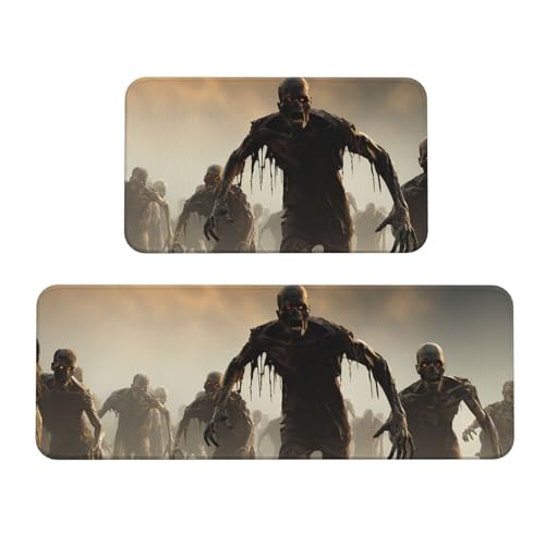 TRSGKSQP Viele Zombie-Küchenmatten für Boden, Küchenteppiche, 2er-Set, rutschfeste gepolsterte Bodenmatte, Teppich, saugfähig, waschbar, Läufer, Stehmatte für Waschtisch, 43 x 75 cm + 43 x 120 cm TRSGKSQP Viele Zombie-Küchenmatten für Boden, Küchenteppiche, 2er-Set, rutschfeste gepolsterte Bodenmatte, Teppich, saugfähig, waschbar, Läufer, Stehmatte für Waschtisch, 43 x 75 cm + 43 x 120 cm von TRSGKSQP