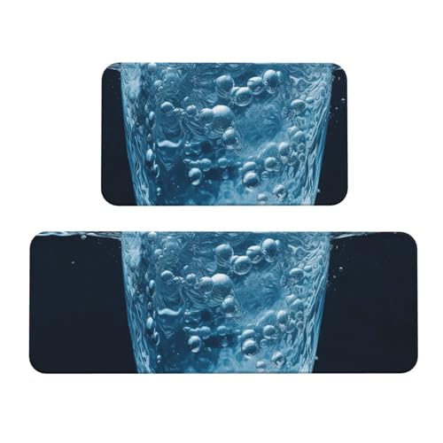 TRSGKSQP Wasser-Küchenmatten für Boden, Küchenteppiche, 2er-Set, rutschfeste gepolsterte Bodenmatte, Teppich, saugfähig, waschbar, Läufer, Stehmatte für Waschtisch, 43 x 75 cm + 43 x 120 cm von TRSGKSQP