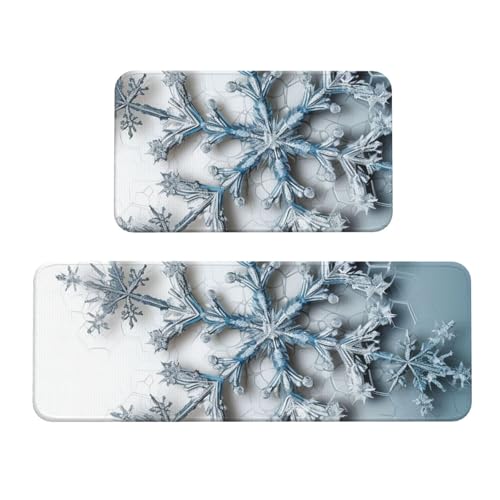 Transparente Schneeflocken-Küchenmatten für Boden, Küchenteppiche, 2er-Set, rutschfeste gepolsterte Bodenmatte, Teppich, saugfähig, waschbar, Läufer, Stehmatte für Waschtisch, 43 x 75 cm + 43 x 120 cm Transparente Schneeflocken-Küchenmatten für Boden, Küchenteppiche, 2er-Set, rutschfeste gepolsterte Bodenmatte, Teppich, saugfähig, waschbar, Läufer, Stehmatte für Waschtisch, 43 x 75 cm + 43 x 120 cm von TRSGKSQP