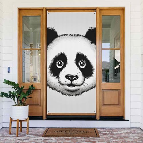 Welcome Spring Door Cover Large Hanging Banner Anime Panda Face Welcome Porch Sign French Privacy Door Window Curtains Photography Background Seasonal Outdoor Decoration von TRSGKSQP