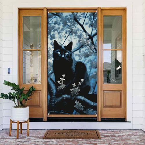 Welcome Spring Door Cover Large Hanging Banner Black Cat on Tree Welcome Veranda Sign French Privacy Door Window Curtains Photography Background Seasonal Outdoor Decoration Welcome Spring Door Cover Large Hanging Banner Black Cat on Tree Welcome Veranda Sign French Privacy Door Window Curtains Photography Background Seasonal Outdoor Decoration von TRSGKSQP