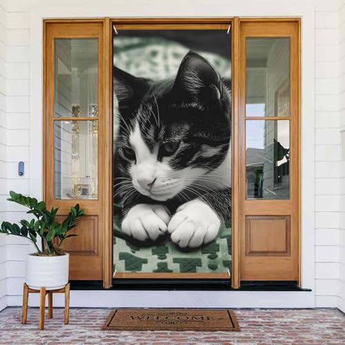 Welcome Spring Door Cover Large Hanging Banner Black and White Cat Welcome Veranda Sign French Privacy Door Window Curtains Photography Background Seasonal Outdoor Decoration Welcome Spring Door Cover Large Hanging Banner Black and White Cat Welcome Veranda Sign French Privacy Door Window Curtains Photography Background Seasonal Outdoor Decoration von TRSGKSQP