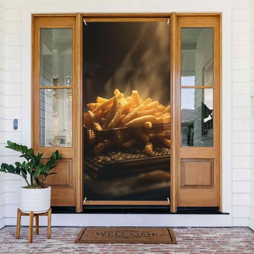 Welcome Spring Door Cover Large Hanging Banner Pommes Frites Welcome Veranda Sign French Privacy Door Window Curtains Photography Background Seasonal Outdoor Decoration von TRSGKSQP