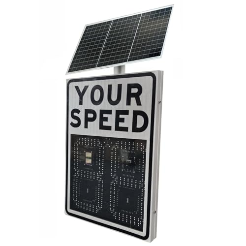 LED-Aluminium-Radarschilder, 20 x 28 Zoll, solarbetriebenes Feedback-Schild mit Zubehör, Straßenwarnung, einstellbare Geschwindigkeitsbegrenzung(White) von TRTDYFKH