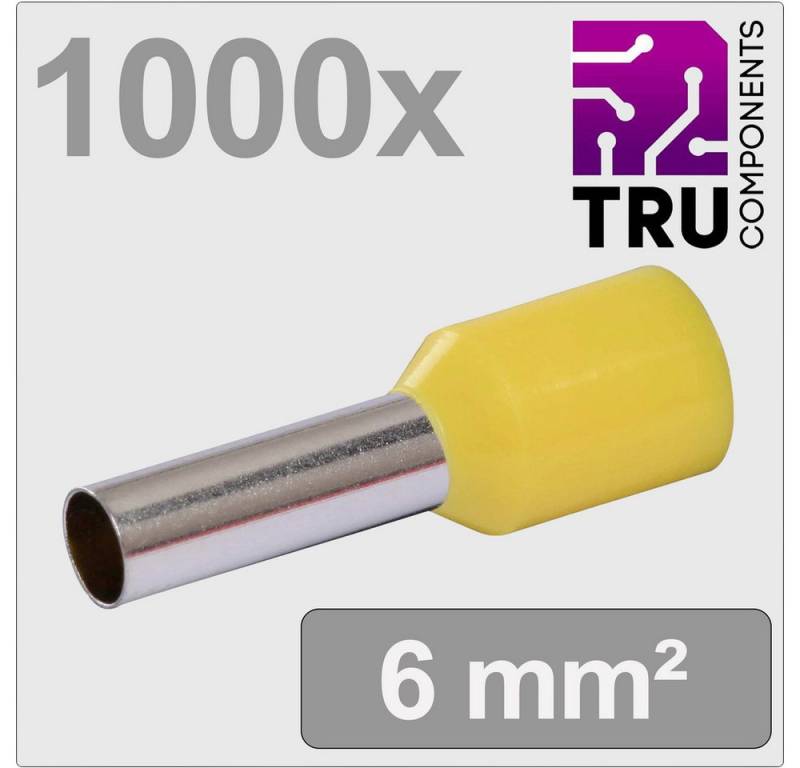 TRU COMPONENTS Aderendhülsen TRU COMPONENTS TC-13377216 Aderendhülse 6 mm² Teilisoliert Gelb 1000 S, T24C019 von TRU COMPONENTS