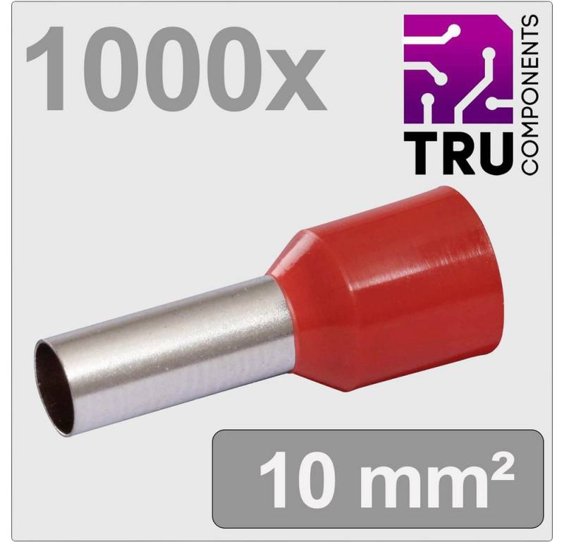 TRU COMPONENTS Aderendhülsen TRU COMPONENTS TC-13377220 Aderendhülse 10 mm² Teilisoliert Rot 1000 S, T24C020 von TRU COMPONENTS