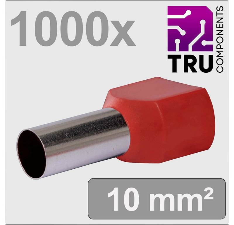 TRU COMPONENTS Aderendhülsen TRU COMPONENTS TC-13377252 Zwillings-Aderendhülse 10 mm² Teilisoliert, T24C028 von TRU COMPONENTS