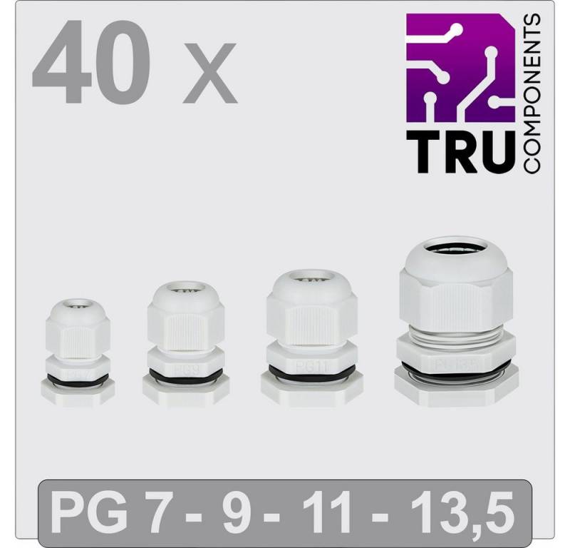 TRU COMPONENTS Kabelverbinder-Sortiment TRU COMPONENTS TC-13448360 Kabelverschraubung PG7, PG9, PG11, PG13.5, T24CA121 von TRU COMPONENTS