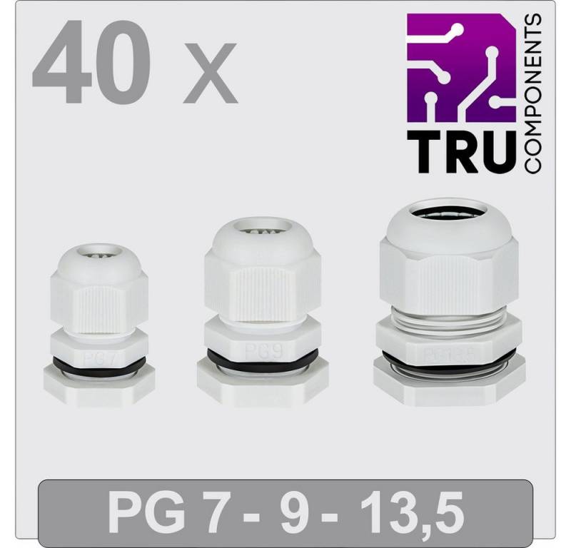 TRU COMPONENTS Kabelverbinder-Sortiment TRU COMPONENTS TC-13448364 Kabelverschraubung PG7, PG9, PG13 Polyami, T24CA122 von TRU COMPONENTS