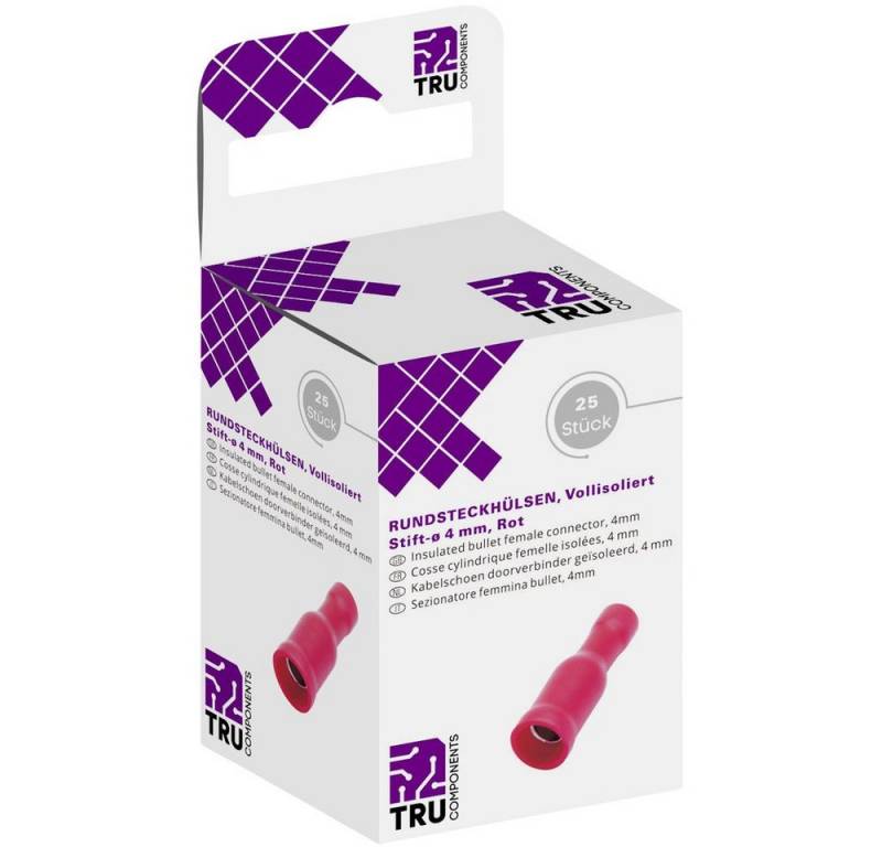 TRU COMPONENTS Rundsteckhülse TRU COMPONENTS T1904C048 Rundsteckhülse 0.50 mm² 1.50 mm² Vollisolie, T1904C048 von TRU COMPONENTS