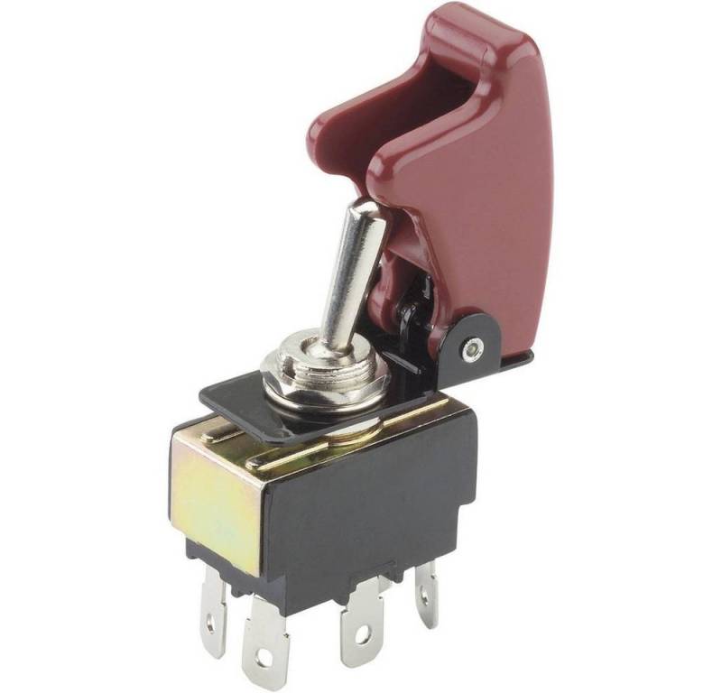 TRU COMPONENTS Schalter Kippschalter 250 V/AC 10 A mit Sicherheitskappe, Metallhebel mit Sicherheitskappe von TRU COMPONENTS
